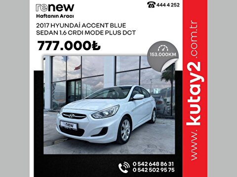 Hyundai, Accent Blue, Sedan 1.6 CRDI Mode Plus DCT, Otomatik, Dizel 2. el otomobil | renew Mobile